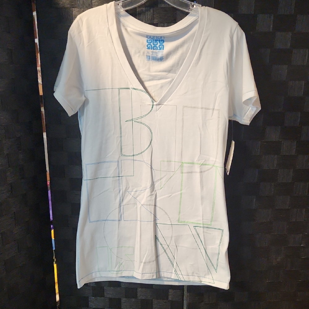 Burton White V-Neck T-Shirt
